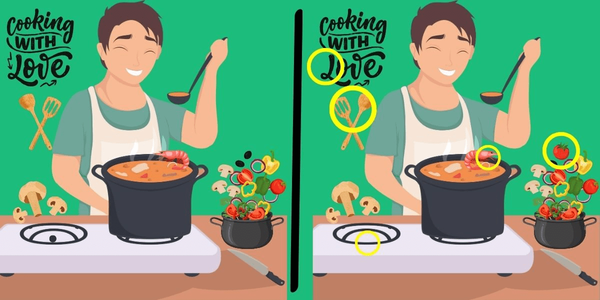 Spot the difference challenge: sizzle your brain with this kitchen conundrum! Can you find all 5 subtle changes in under 10 seconds?