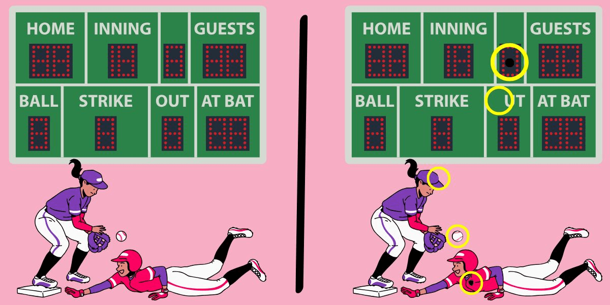 Spot the difference challenge: can you hit a home run and find all 5 subtle changes in this baseball scene in under 9 seconds?